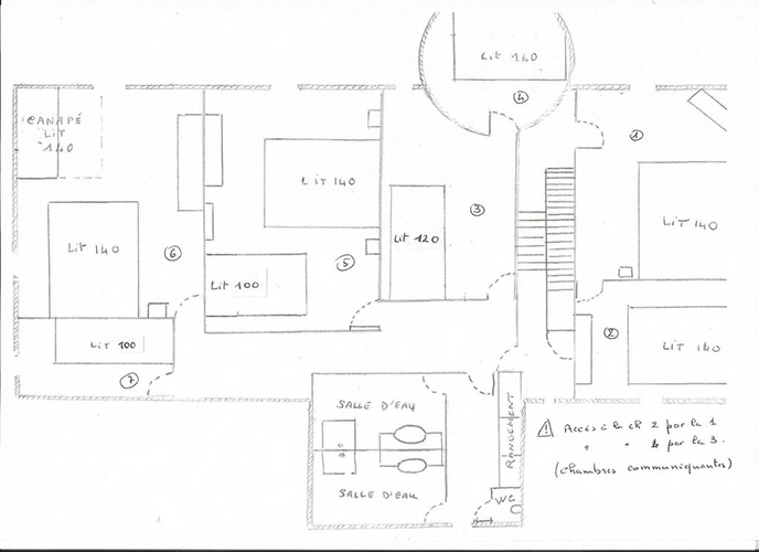 Le plan des chambres du manoir